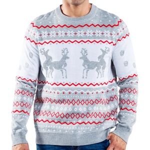 MEN'S GREY HUMPING REINDEER UGLY CHRISTMAS SWEATER